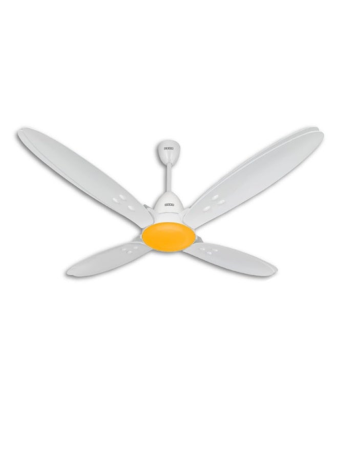 أوشا USHA New Bloom Series Lily Nova (Inspired by Lily) 4-Blade BLDC Ceiling Fan with Bi-Directional Feature | Sleep/Boost/Timer Modes | RF Remote | Dust-Resistant | Whisper-Quiet (White & Saffron Yellow) - Image 1